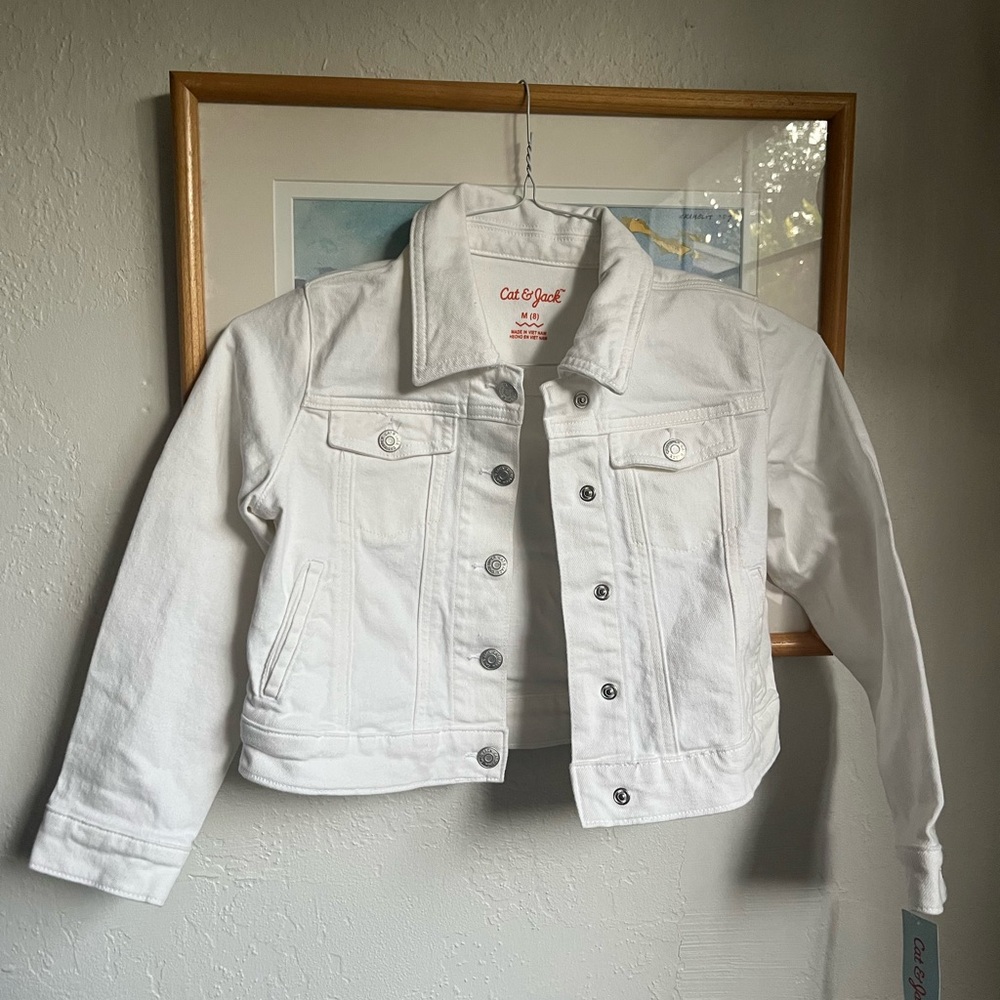 NWT Cat & Jack white Jean jacket size medium 8 girls